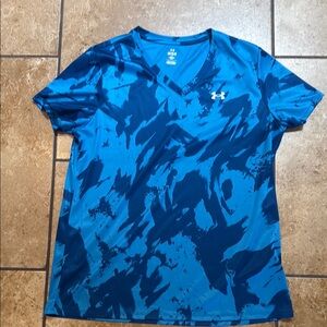 Under Armour Blue Velocity Patterned Athletic Top